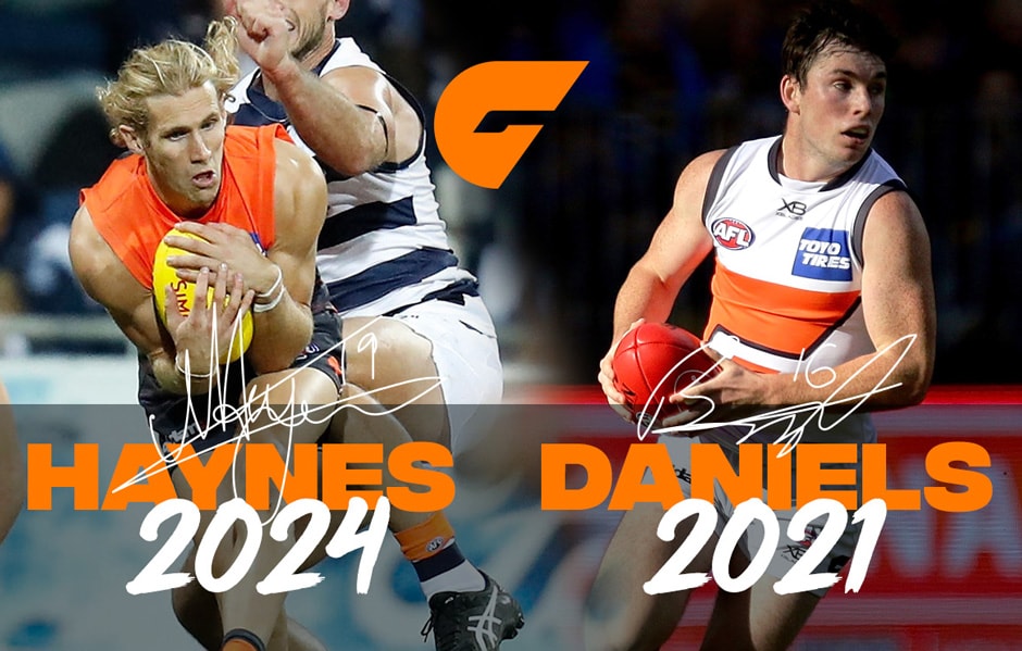 Nick Haynes and Brent Daniels have both signed contract extensions with the GIANTS. Nick Haynes and Brent Daniels have both signed contract extensions with the GIANTS. - AFL,GWS Giants,Nick Haynes,Brent Daniels